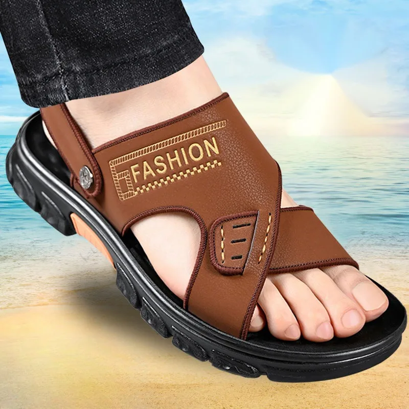 

Сандалии мужские с открытым носком, классические, Нескользящие, удобные, мягкая подошва, плоская подошва, летняя пляжная обувь, 2024