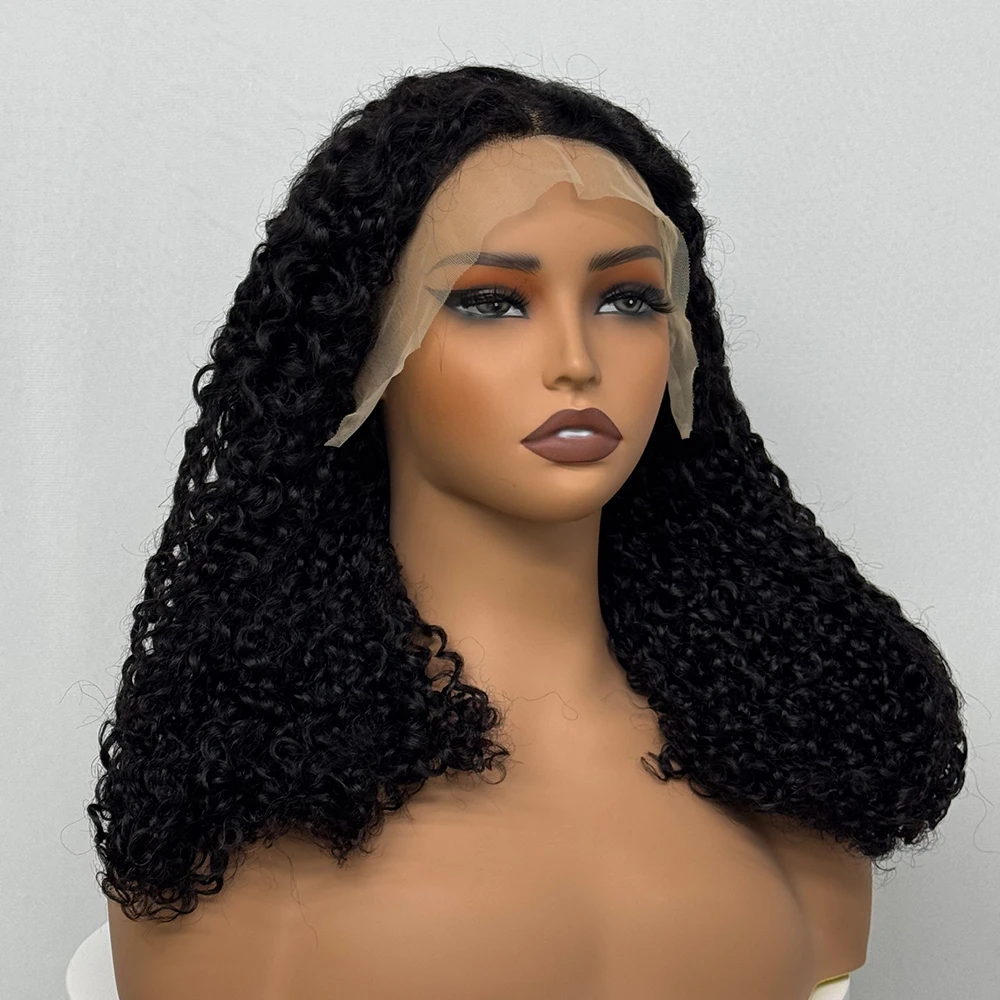 350% Density SDD Double Drawn Pixie Cut Kinky Jerry Curly Wave Human Hair Wigs 13x4 Lace Frontal Human Hair Wig for Black Women