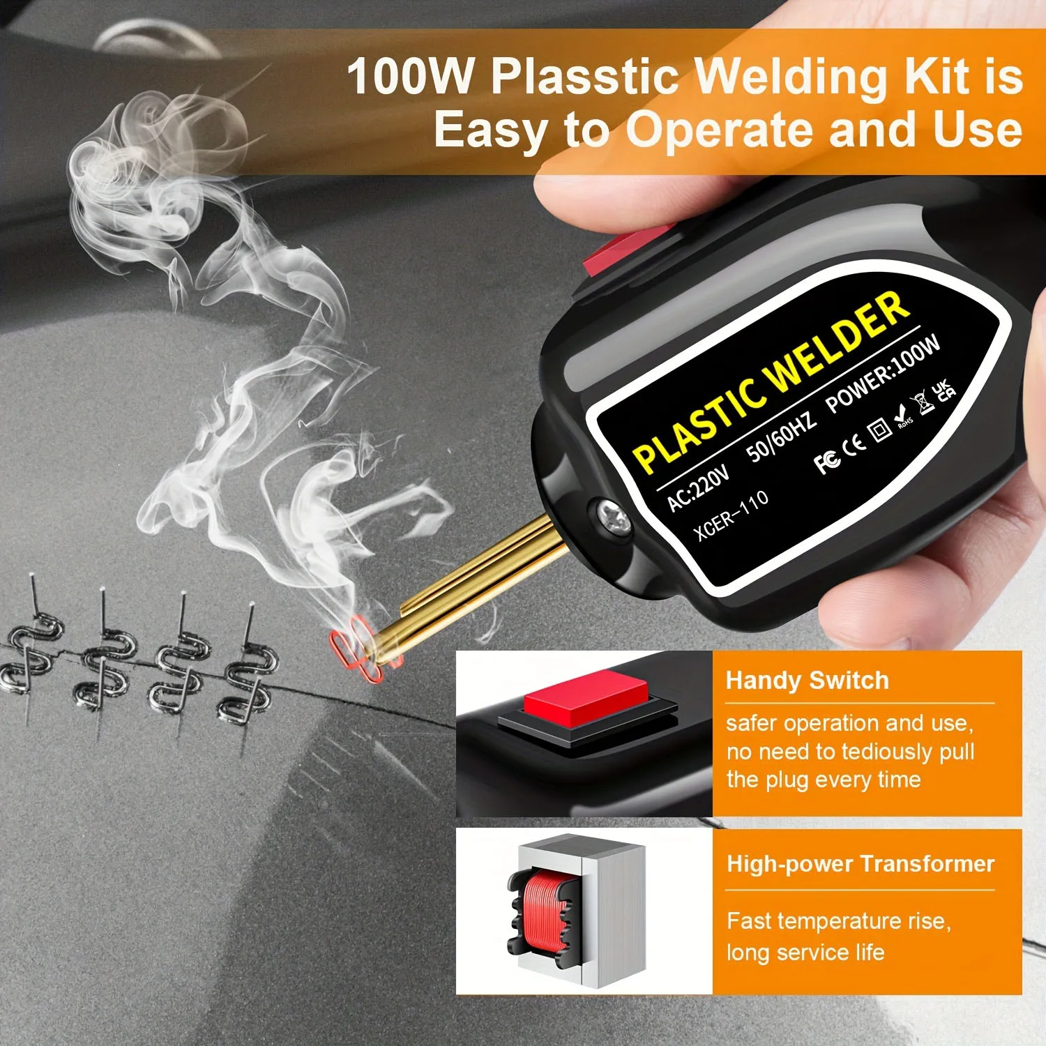 Plastic Welder Hot Stapler Plastic Welding Machine Bumper Repair Kit Soldering Iron Car Bumper Welding Gun