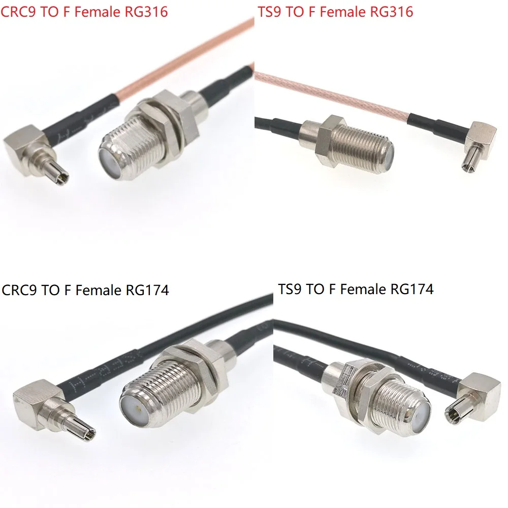 

10 шт. CRC9/TS9 Штекерный прямоугольный к гнездовому разъему типа F RG316 RG174 ОТРЕЗОК кабеля