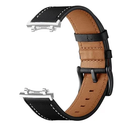 Vintage Leather Watch Band for Smartwatches - Classic Strap in Retro Style (Black - silver adapter)