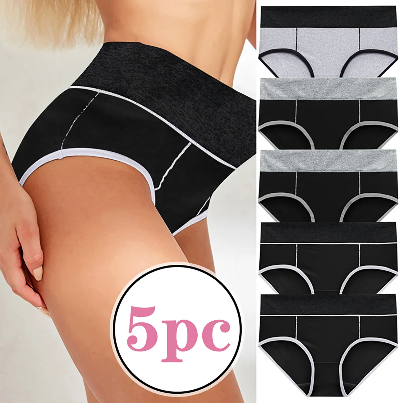 5PcslotCottonWomensPantiesElasticSoftLargeSize5XLSport