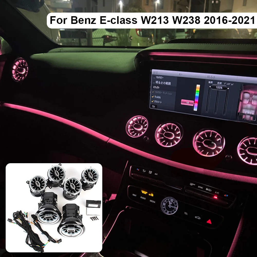 

Car Interior RGB Lights Vent Tweeter Turbine Decorative LED 64 Color Ambient Lamp For Mercedes Benz Class E W213 W238 2016-2021