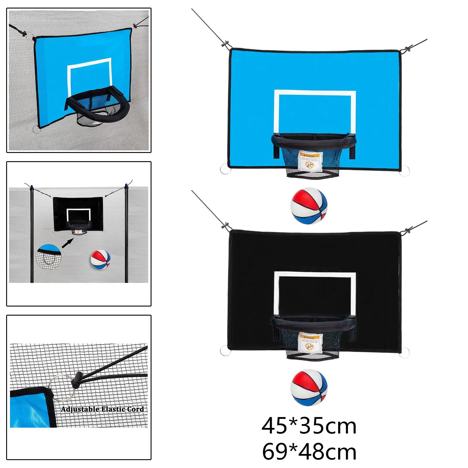 Basketball Hoop Attachment for Trampolines Universal Baseboard with Net Basketball Hoop Attachment for Trampolines Universal Baseboard with Net