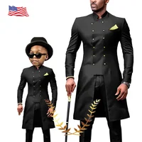 Smoking de Mariage 2 Pièces Imbibé pour Homme, Veste de ixFormelle pour Enfant, Vêtements de Style Indien Personnalisés pour Parents et Enfants 1
