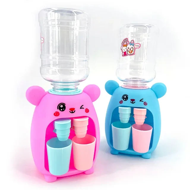 Mini dispensador de agua Dual para niños, juguete de cocina de simulación, fuente para beber leche, jugo de agua fría/caliente, azul rosa - Imagen 3