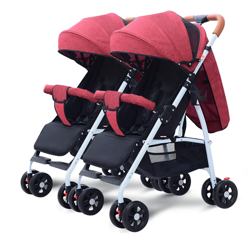 Double stroller lightweight side side stroller two large seats with individual recline upgraded version sit or lie down detachable