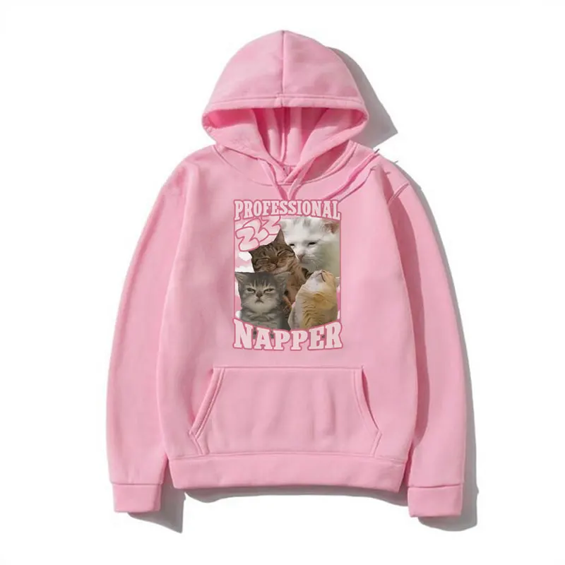 Professional Napper Funny Cat Meme Hoodies Men Women Fashion Kawaii Aesthetic Harajuku Sweatshirt Oversized Streetwear Pullover