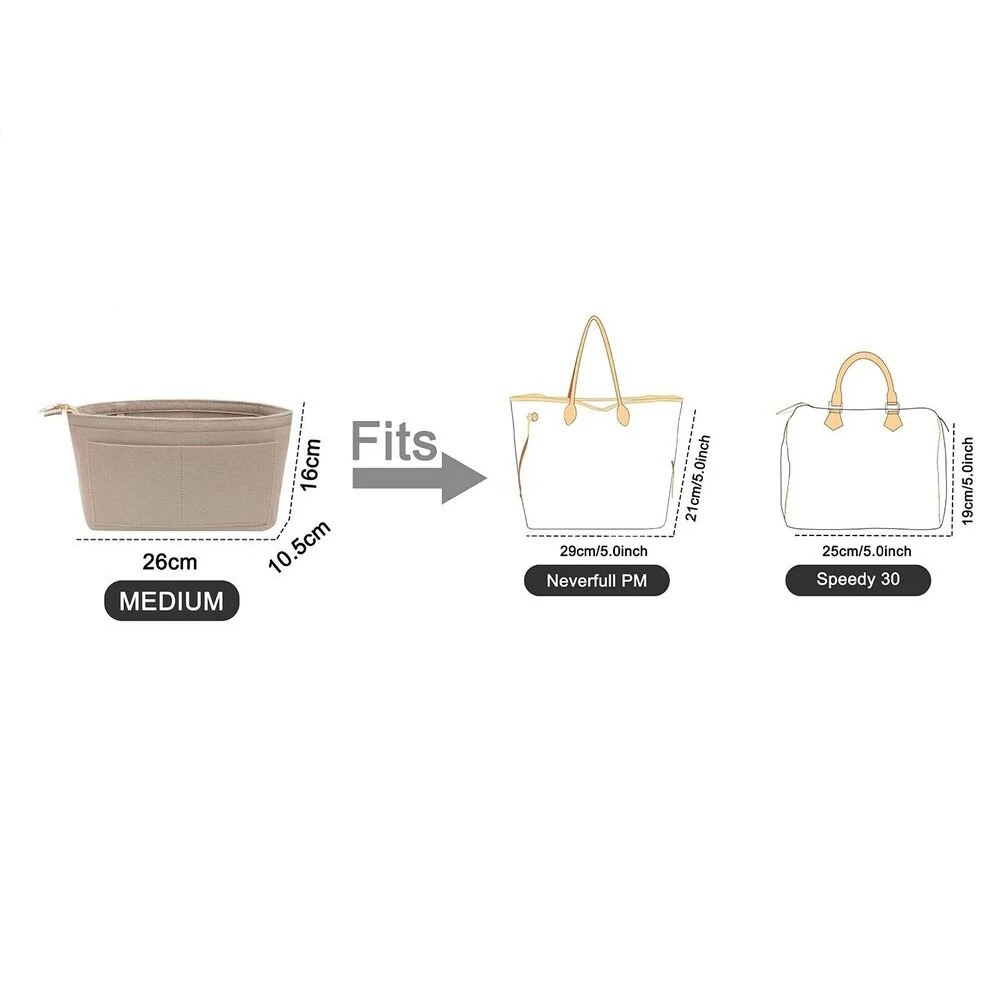 Portable Travel Organizer Handbag Felt Bag Tote Cosmetic Bags Insert Liner Purse Pouch Women Storage Brand Bags For Handbag 6
