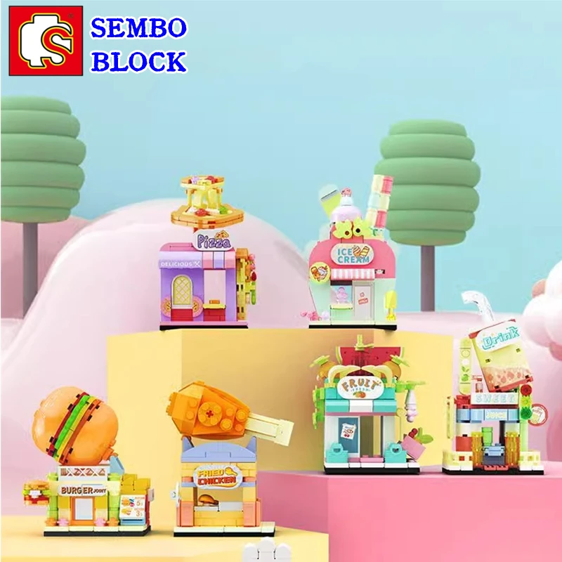 Sembo Mini Street View Building Block Store Building Model Set Giocattoli Per Bambini Ornamenti Assemblati Regalo Di Compleanno Kawaii