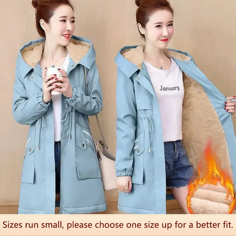 Chubasquero Impermeable Para Mujer Con Forro Polar - Abrigo De Invierno Transpirable, Capucha, Longitud Media, UPF 50+