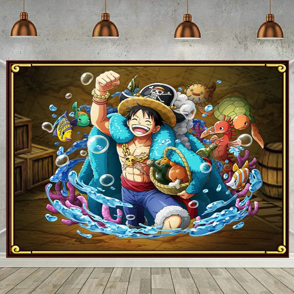 5D DIY Japanese Anime One Piece AB Diamond Painting Kit Luffy Cross Stitch Halloween Christmas Handmade Mosaic Art Gift