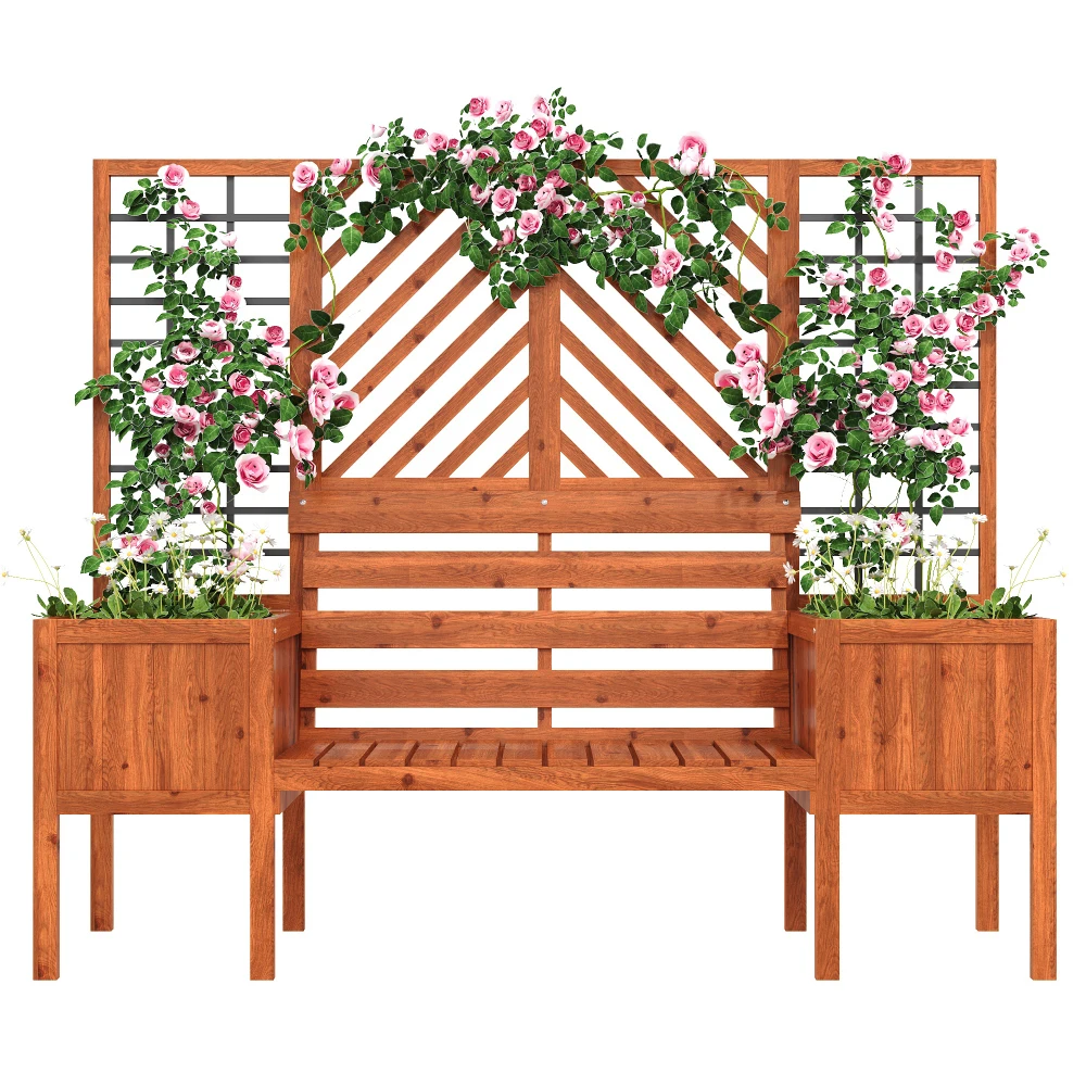 Fichtenholz-Gartenkübel mit Trennwand & Sitzfläche, Großvolumiger Outdoor-Pflanzkasten Hochbeet, Multifunktionaler Blumentopf – Detail 10