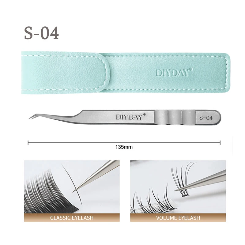DIYDAY Eyelash Extension Tweezers Stainless Steel Eyebrow Precision Tweezers Fiber Tip Volume Isolation Lashes Extension Tweezer 3