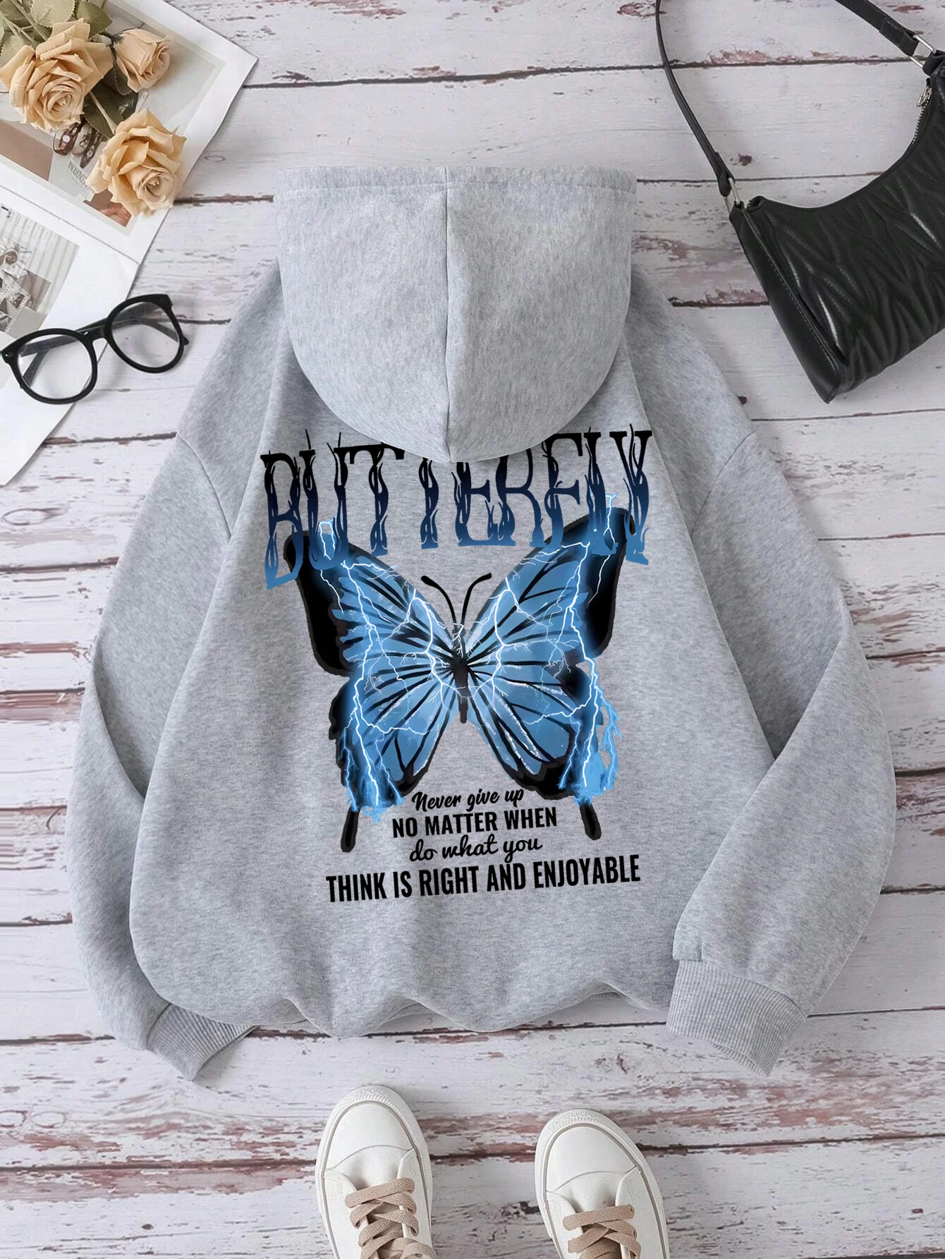 スウェット・トレーナー HANAHAII Butterfly Lettering Sweatshirt (5 COLOR) S5c0c0de086354f04986785fa2ec40