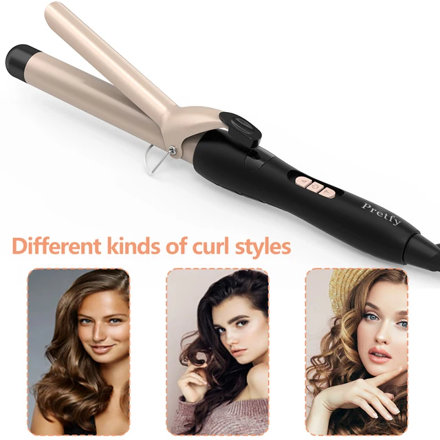 Pretfy 1 Zoll Haar-Lockenstab, Lockenwickler, temperaturverstellbar, LCD-Temperaturanzeige, Haar-Styling-Werkzeug, Verbrühungsschutz, automatische Abschaltung