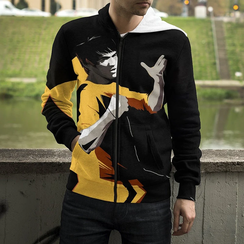 

Fashion New 3D Print Bruce Lee Casual Long Sleeve Men Women Fashion Zip Up Hoodie Cool Boy Girl Spring Streetwear Zip Hoodie