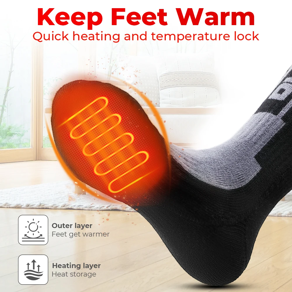 thumbnail image 2 of Feet Warmer Socks Electric Socks Men Electric Heated Socks - USB Powered Warm Socks For Camping & Outdoor Winter Activities Warm Electric Socks Foot Warmers For Women 2 of 10