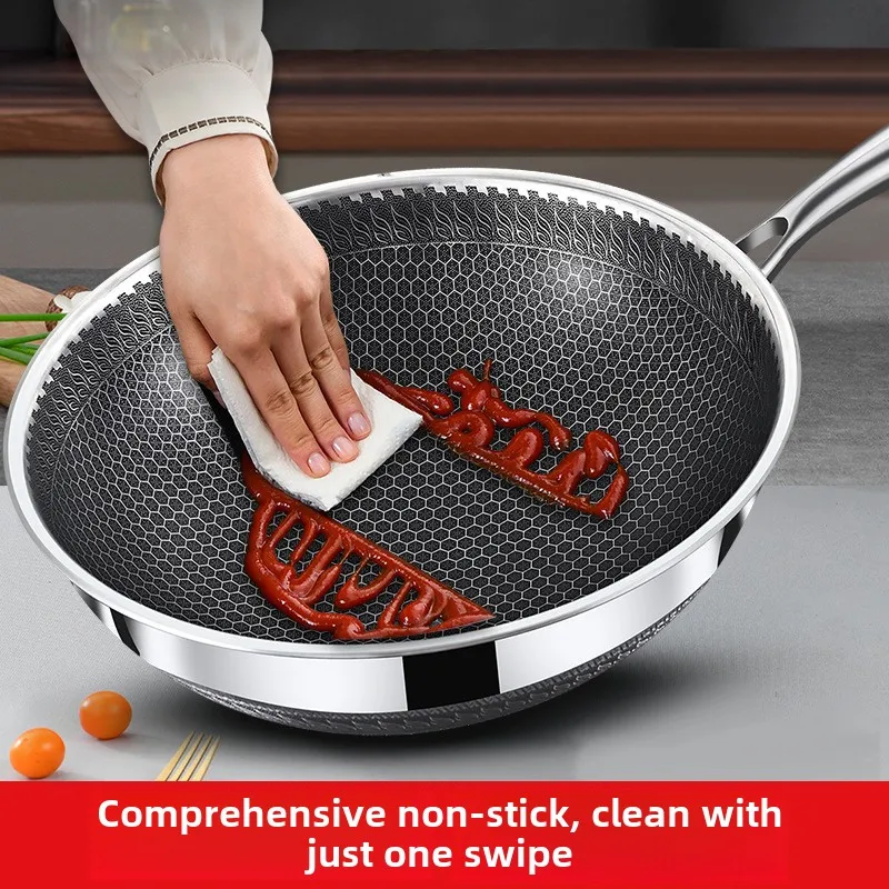 Pot non-stick wok 316 stainless steel pot Household wok non-stick induction cooker gas stove suitable
