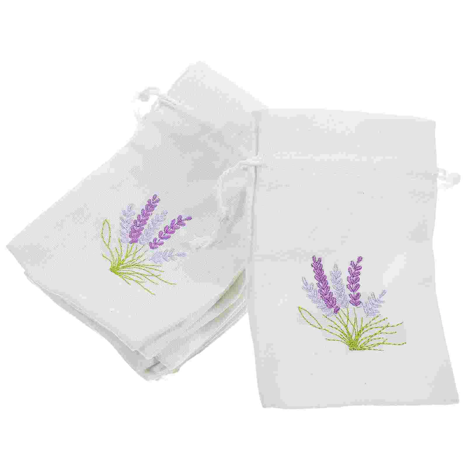 

10pcs Empty Sachet Gift with Lavender Pattern Drawstring Bag Storage Bag (S）