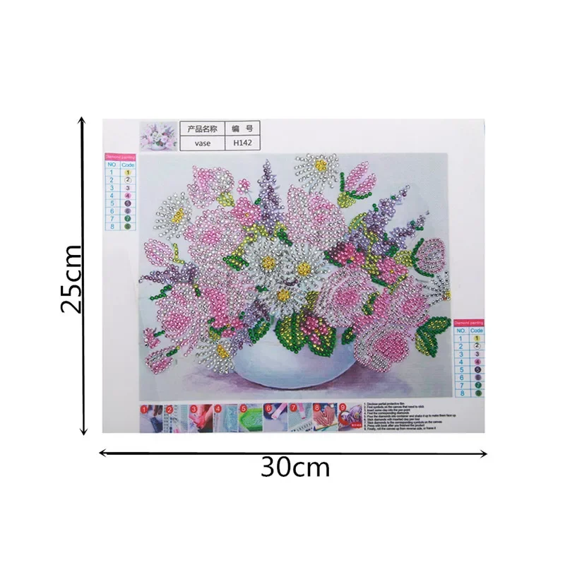 5D DIY Diamond Painting Pink White Flowers Diamond Embroidery Partial Special Shaped Rhinestones Cross Stitch Hobby Home Decor