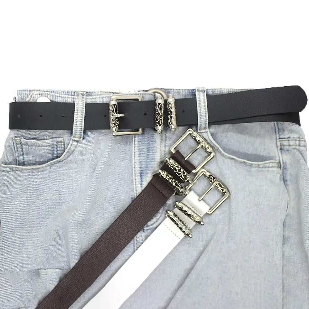 

Wide Side Y2K Style Trouser Decoration PU Leather Korean Waistbands Men Waist Women Waist Belts Metal Buckle Waist Belts