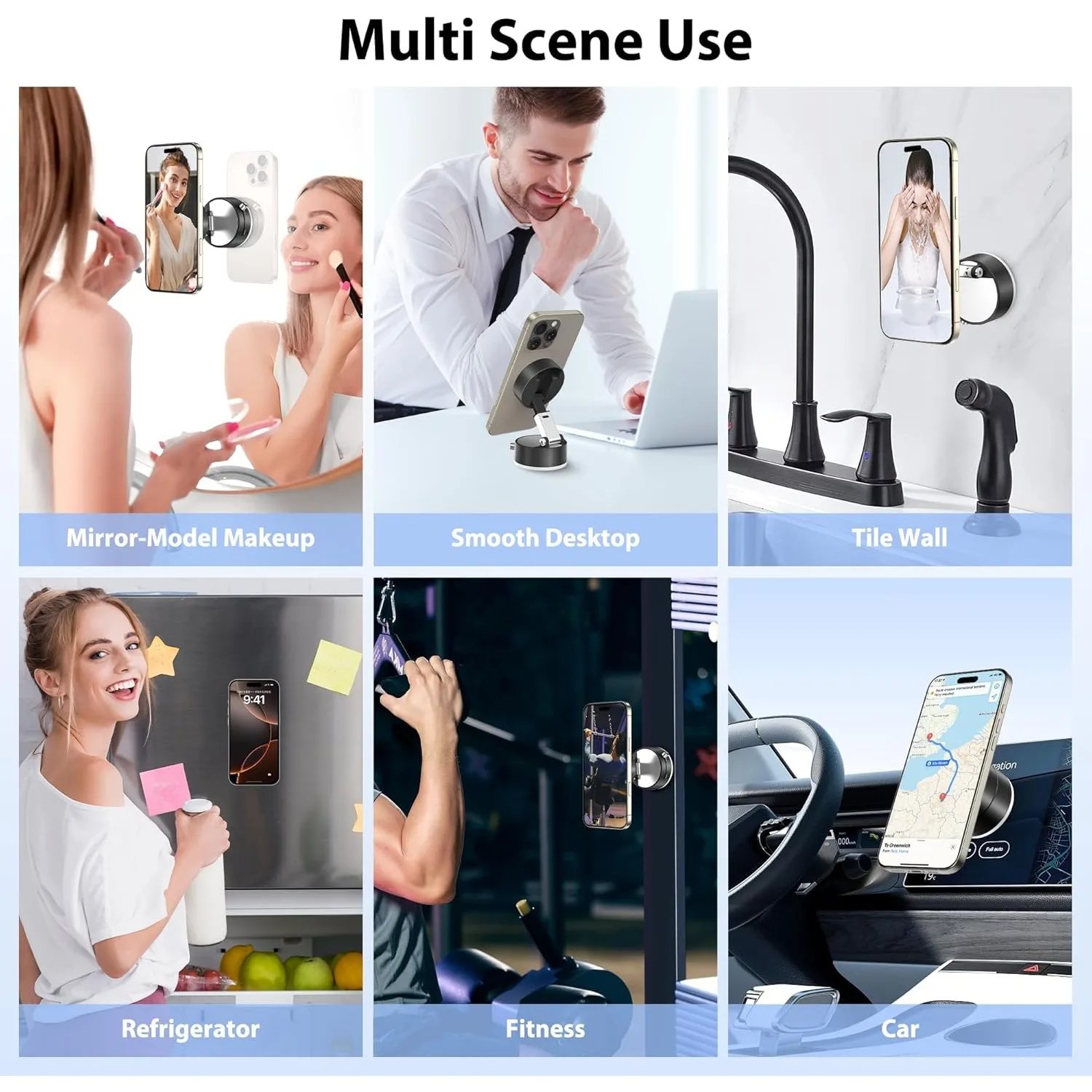 Car Vacuum Magnetic Suction Cup Phone Holder Foldable Suction Stand for iPhone 16/15/14/13/12 Pro Max For Car Mirror/Dashboard