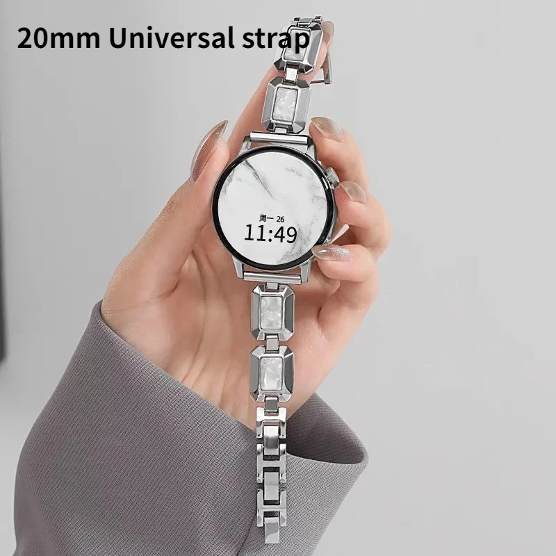 Elegant 20mm Resin & Metal Chain Links Watch Band Strap