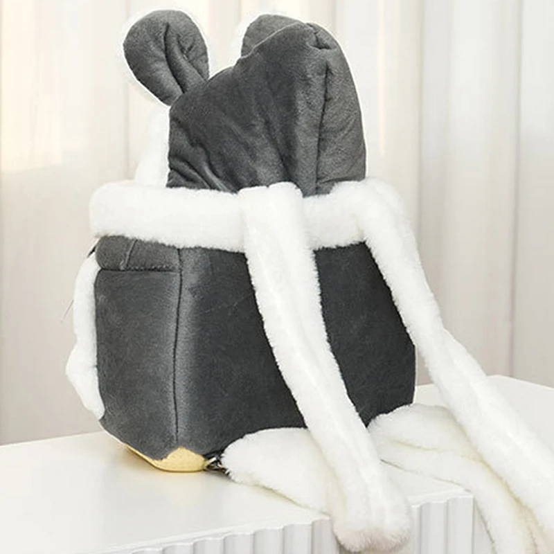 Pet Backpack Carrier with Pocket Plush Dog Front Backpack Warm Cat Front Carrier with Hooded for Outdoor