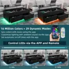 LED Lift Top Coffee Table with Storage Modern Coffee Tables for Living Room Rectangle High Gloss Center Table with 2 Drawers 4