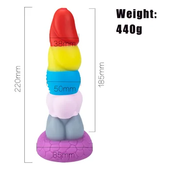 9 Inch Liquid Silicone Realistic Rainbow Colorful Sex Toys Soft Rubber Cock Anal Dildo Penis For Women Lesbian Masturbator 3