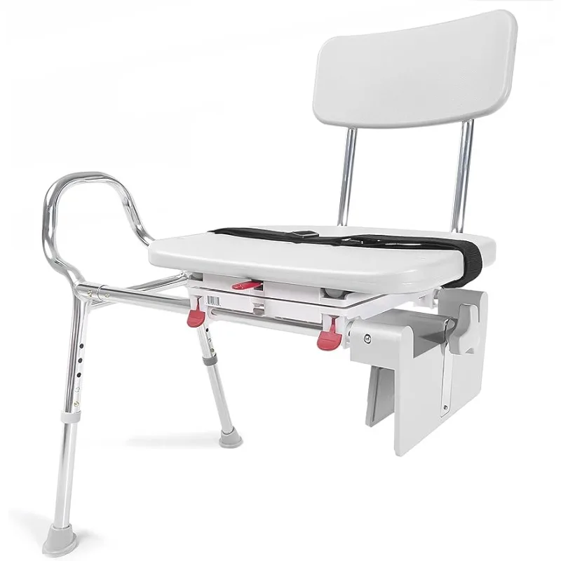 

Tub-Mount Swivel Sliding Shower Transfer Bench, 360 degree swivel, Grab Bar, Rust-Resistance, No Tool Assembly