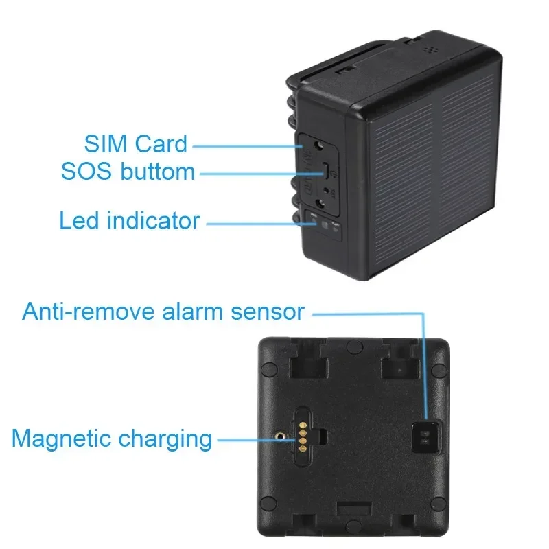 Solar Cattle GPS Locator Anti-removal Alarm Portable WiFi GPS Tracking Waterproof Anti-lost Tracker for Animal Cow Sheep Horses