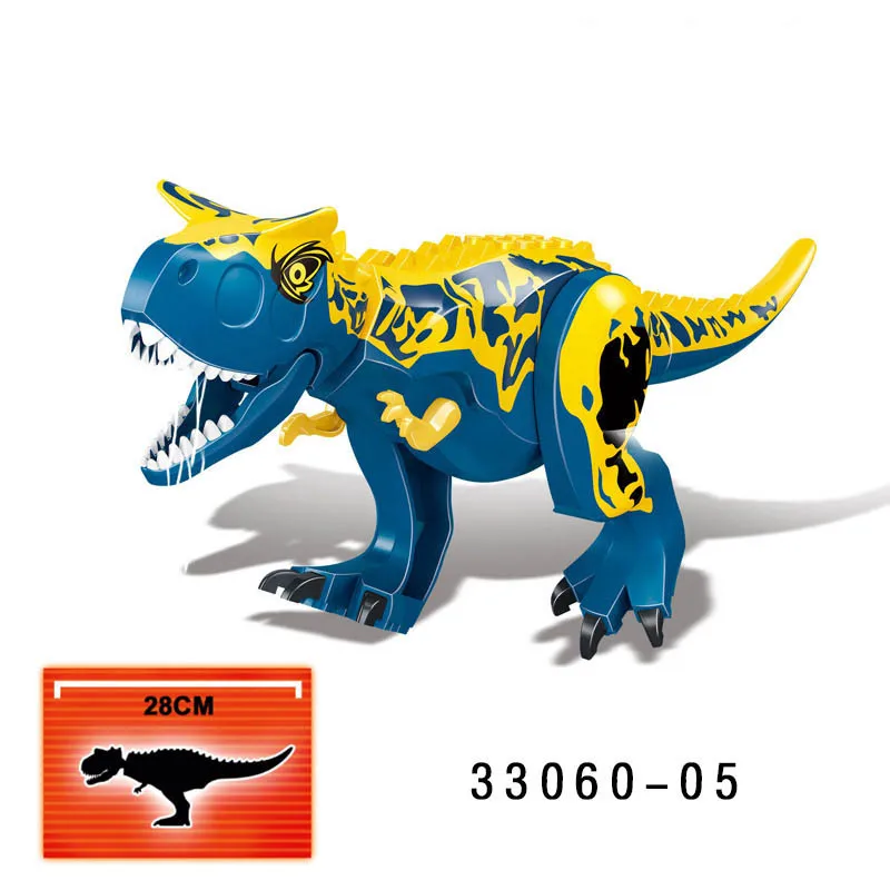 1Pc Big Jurassic Dinosaur Mini T-Rex Carnotaurus Baryonyx Stygimoloch Velociraptor Ankylosaurus Building Brick Toy For Children melissa and doug stacking blocks Blocks