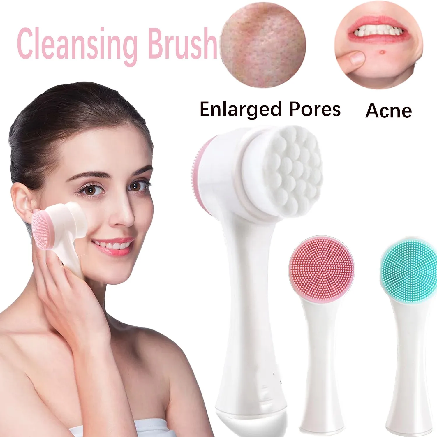 12PCSFaceBrushSilicaGelFacialBrushDoubleSidedFacialCleanserBlackheadRemoving
