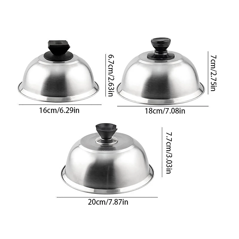 Grill Dome Cover Stainless Steel Burger Cover Round Pot Lids For Cookware Kitchen Burgers Barbecue Steaks food cover