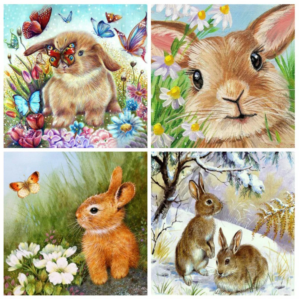 Huacan 5d Diamond Painting New Arrivals Rabbit Mosaic Animal Farmhouse Home  Decor Embroidery Handmade Gift