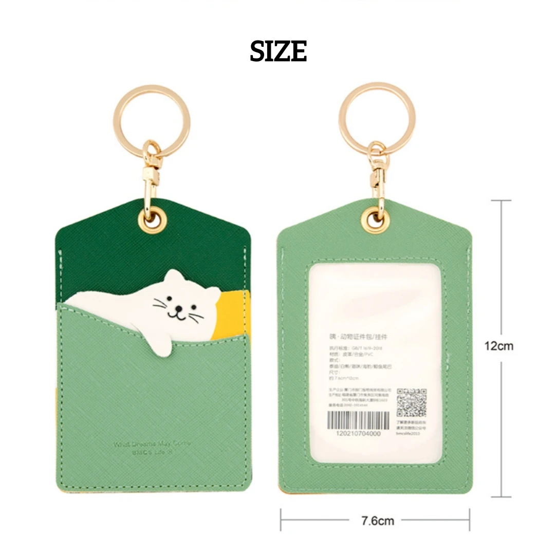 Cute Animal Key Chain Card Holder Creative PU ID Card Holder Work Card Elevator Card Pendant Keychain Credit Card Case Gift