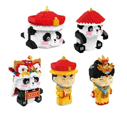 Poupée Panda à assembler, blocs de construction, série de petites particules, jouet, cadeaux d'anniversaire pour garçons et filles 