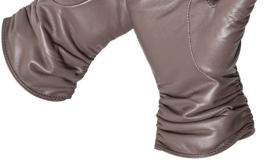 Gants en peau de mouton pour femmes, hiver chaud plus velours court et mince écran tactile couleur de conduite gants en cuir pour femmes de haute qualité-2081