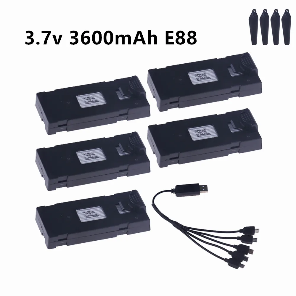 ตัวเลือกสินค้า แบตเตอรี่โดรน RC 3.7V 5000mAh สำหรับ E88 E99 P1 K3 P10 A13 S98 E525