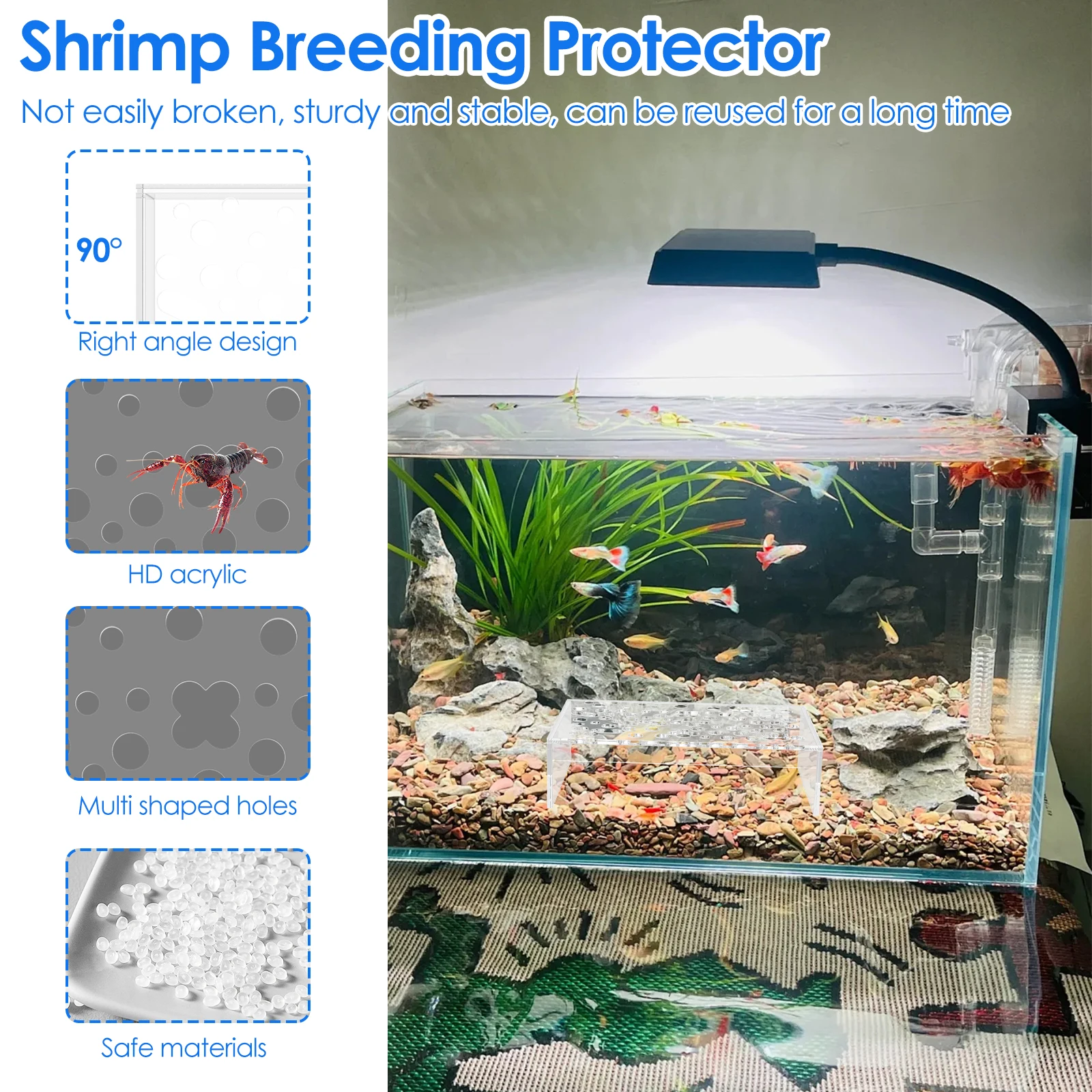 2/4Pcs Shrimp Breeding Cave Transparent Shrimp Tank Tunnel Aquarium Shrimp Hiding Cave Decorations for Fish Tanks Breeding Ponds