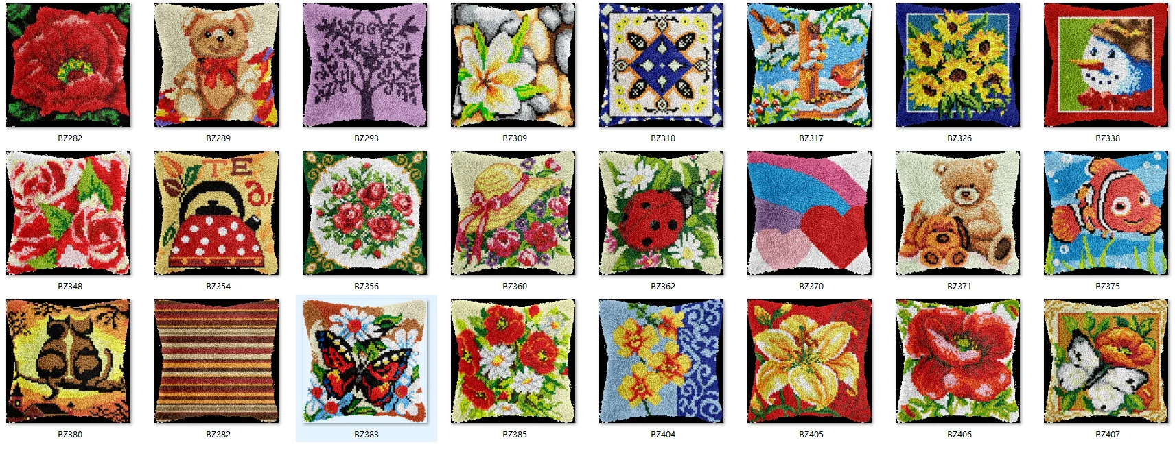 Latch Hook Rug Kits Latch Hook Rug Pillow Pre-Printed Canvas Crochet Needlework Crafts for Adult 43-43CM Flowers Roses