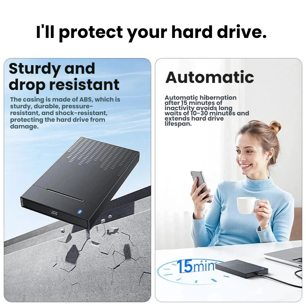 티쉬릭 외장 하드 드라이브 케이스 SATA to USB 3.0/타입 C 외장 HD 케이스 2.5인치 SSD 하드 디스크 박스/하우징 최대 5Gbps