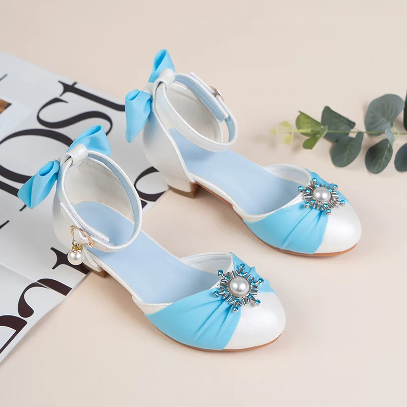 

Luxury Design High Heels Girls Children Summer Sandals Princess Shoes Cinderella Performance Leather Shoes Baby Kids Moccasins