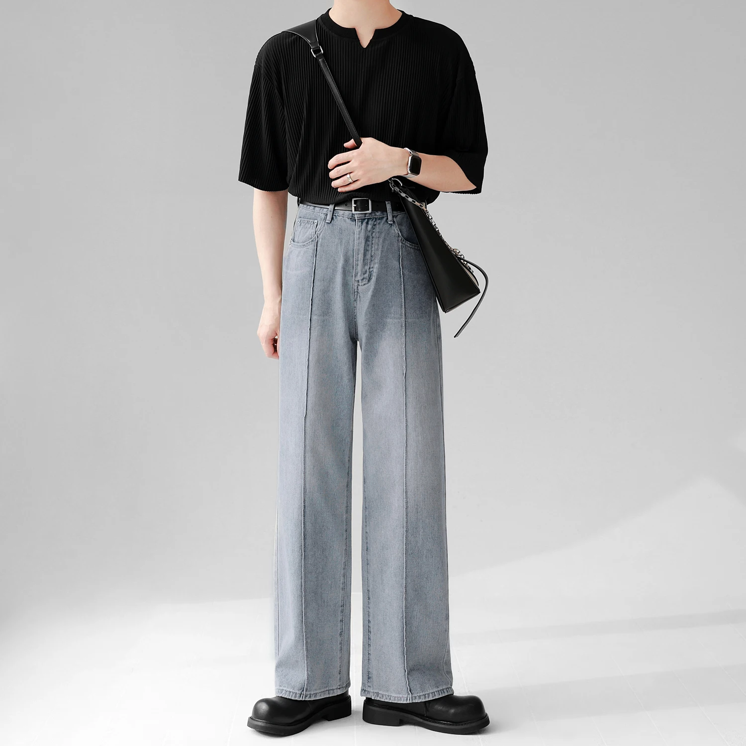 

2023 Korean Fashion Long Pants Men High Waist Casual Fashion Jeans Outdoor Spring Top Quality Vintage Denim Trousers U102