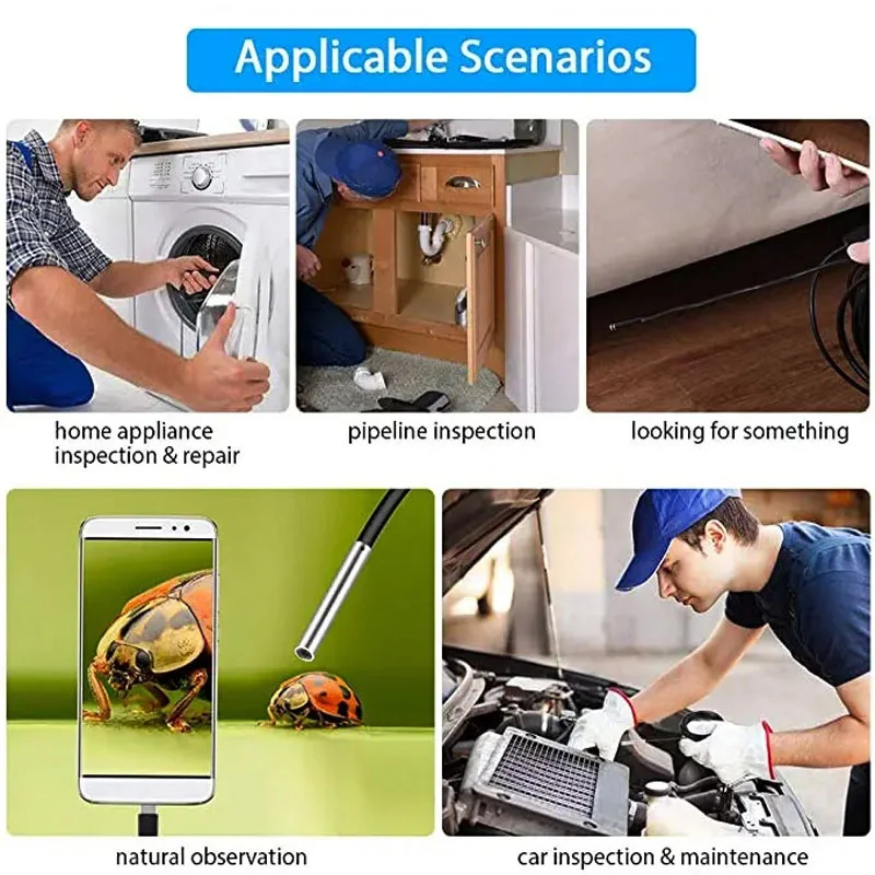 3In1 Endoscope Camera 720P Sewer Industrial Piping Car Inspection Endoscopic 3.9Mm For Usb Android Type C 6