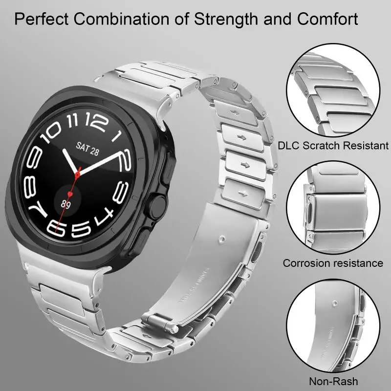 Edelstahlarmband für Samsung Galaxy Watch Ultra 47 mm, keine Lücken, Ersatzarmband für Samsung Galaxy Watch 7 Ultra 47 mm – Detail 17