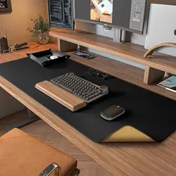 Elegant Dual-Sided Leather Desk Mat Protector - Versatile Large Mouse and Writing Pad - 80x40 cm (Black)