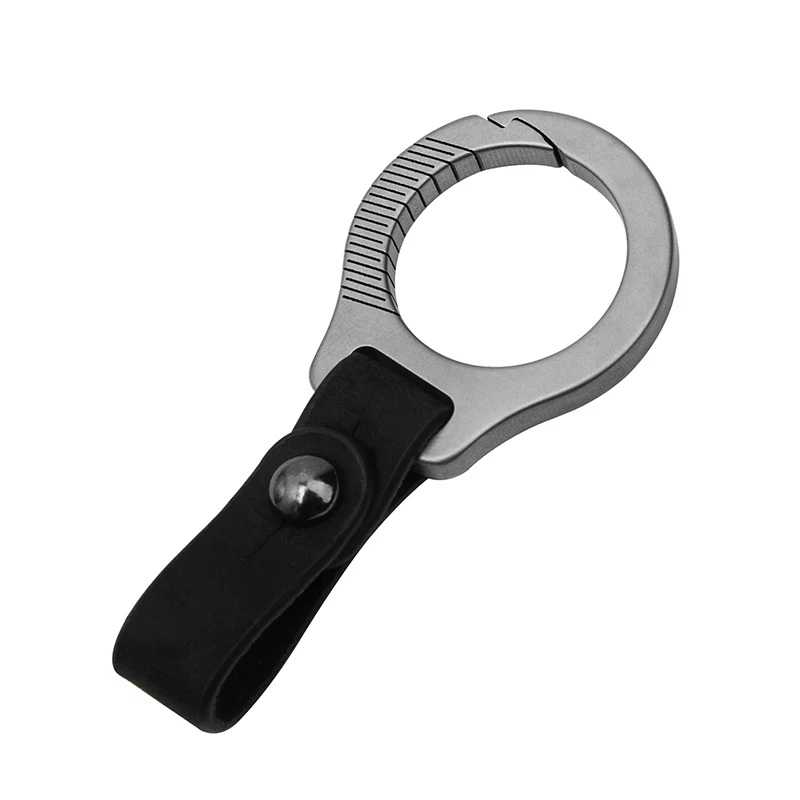 Titanium Alloy Carabiner Cowhide Leather Keychain Waist Belt Buckle Car Key Holder For Key Camping Survival EDC Outdoor Keychain titanium keychain